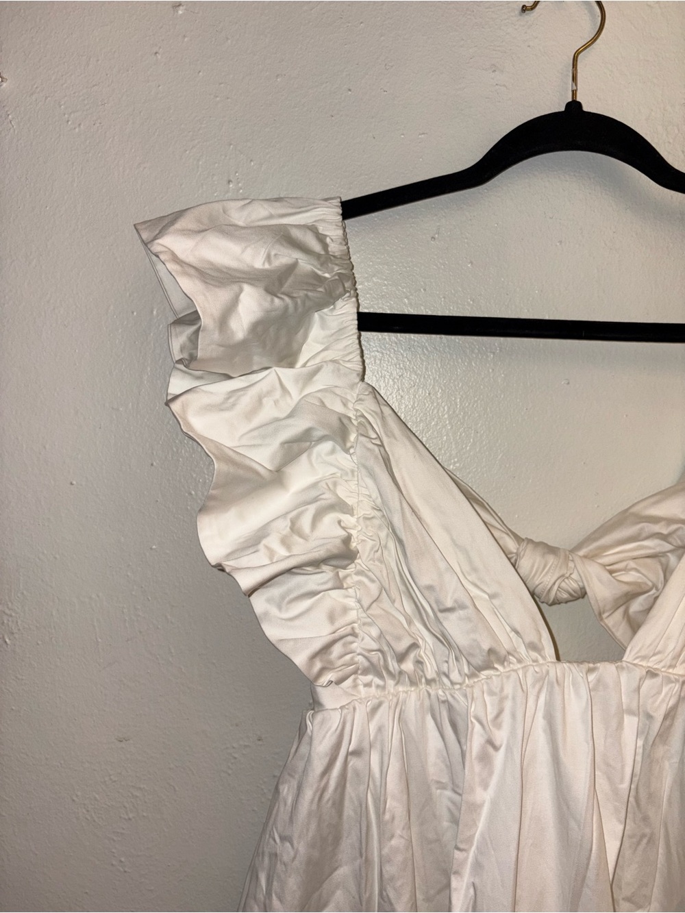 For Love + Lemons Clementine V-Neck Ruffle Sleeve Taffeta Babydoll Dress - Picture 7 of 11